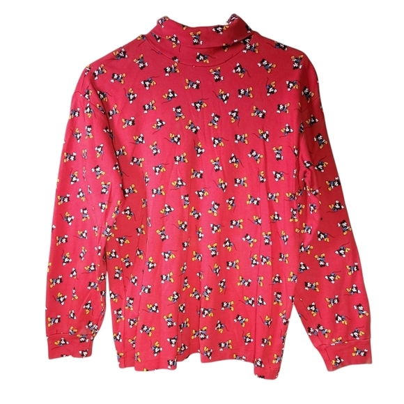Disney Mickey Mouse Vintage Mickey Co Turtleneck Sweater Large 100% Cotton - Picture 2 of 6